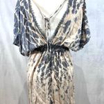 Blue Island steel blue and cream low vneck smocked dress size large Photo 3