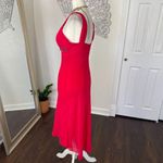 Vintage Early 2000's Bright Fuchsia Pink Beaded Asymmetric Flowy Midi Dress S Photo 4