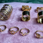 Lot of 9 Gold Tone Midi Rings Stacking Set Statement LOVE Letter Costume Photo 0