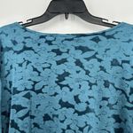 Bechamel Womens Velvet Floral Top Teal Blue Long Sleeve Boho Stretch Size 2X Photo 6