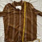 Vince  Striped 100% silk shirt, Brown with  Cream stripes, Size XL, NWT Photo 10