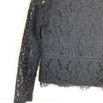 EXPRESS Black Lace Ruffle Long Sleeve Top with Mock Neck Zipper Back Size XS Photo 4