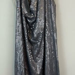 BCBG Maxazria | Silver Sequin Halter Neck Low Back Mini Dress Size Medium NWT Photo 0