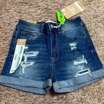 Wax Jean Medium Blue Wash Denim Shorts Photo 2