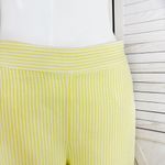 Loft Fluid Linen Blend Striped Wide Leg Crop Pants Yellow White Small Lined Photo 6
