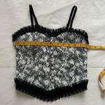 Black and white lace corset top with pearl buttons and ruffles Size XS Photo 4