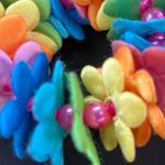 Satin Flowered Beaded Scrunchie Pink Photo 1