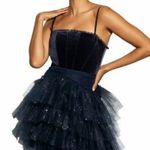 Betsy and Adam Navy Velvet Glitter Tulle Tiered Mini Dress ā Size 10 NWT Photo 0