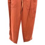 Anthropologie  The Nomad Cargo Pants Rust Orange Drawstring Waist Cropped L NWT Photo 3