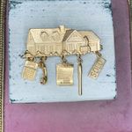303. JJ Goldtone Real Estate Themed Brooch Gold Photo 2