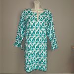 Gretchen Scott Teal White Ikat Cotton Coverup Dress Medium Photo 1
