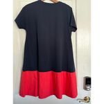 COS  Women's Navy Red Jersey Crew neck Cotton Hem A-Line Mini Dress Size Small Photo 8