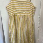 Rachel Zoe Yellow Striped 100% Linen Midi Shirt Dress Size 8 Photo 5