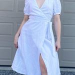 Reformation White Puff Sleeve Weiss Linen Wrap Dress Small Custom Altered Photo 2