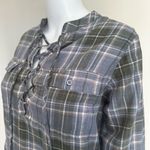 Triple Five Soul Plaid Lace Up Tunic Top Blue Size M Photo 10