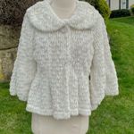 Pyramid Collection White Faux Fur jacket bell sleeve S Photo 4