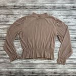 Pull & Bear  Women's Accordion Pleat Blouse XL Extra Large Tan Beige Light Brown Photo 2