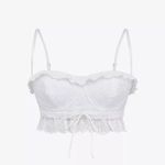 House Of CB  FEDERICA Ruffle Embroidered 
square-neck cotton-blend crop top L + Photo 2