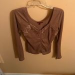 Buckle Red by BKE Metallic Lace Top in Cognac Photo 4