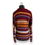 Love by Chesley Womens Sweater Sz M Burgundy Gold Blue Multi Stripe Gold Size M Photo 4