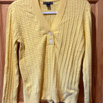 American Living yellow cable-knit pullover Sweater women’s L Photo 0