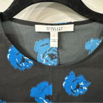 Derek Lam  10 Crosby Blouse Black and Blue Floral Print Ruffle Sleeve Size 0 Photo 2