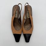 GaLo Italy Leather Vintage Black Tan Heel Slingback Pumps Old Money 38.5 US 8.5 Photo 1