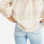 Everlane The Ruched Air Blouse Toffee Plaid Size 8 Photo 1