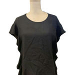 REDValentino Ruffle Sleeve Satin Top – Size 44/ US 8 Black Photo 0