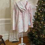 MELLODAY Tie Dye Hoodie Long Sleeve V Neck Pullover Pink White pockets XL Photo 5