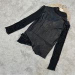 Alberto Makali  Women’s Mixed Print Textured Tie Neck Blouse Top Goth in Black XL Photo 6