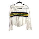 Free People Ziggy Top Women Small White Retro Stripe Cropped Raw Hem We The Free Photo 1