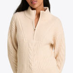 Draper James  Quarter Gold Zipper Cableknit Sweater in Cream Ivory W2011 Sz M Photo 0