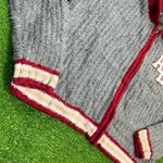 American Eagle Retro  Sweater X Sm. Gray Red Varsity Cardigan Cropped Full Zip AE Photo 1