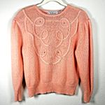 VTG Charlotte Van Horne Peach Appliqué & Rhinestone Grandma Sweater Size M Pink Size M Photo 0