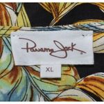 Panama Jack Women's XL Black Yellow Floral Blouse Top Linen Blend Keyhole Neck Photo 9