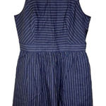 Ivy +‎ Blue Womens Linen Pinstripe Knee Length Dress Blue White Size 10 Career Photo 0