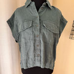 Madewell Top Womens XXS Green Button Up Preppy Casual Pockets Sleeveless Photo 0