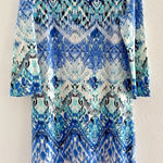 Jean‎ Pierre Klifa Womens Size Large Shift Dress Blue Floral Print Watercolor Photo 0