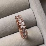 Pandora 14k Rose Gold Plated Alternating Sparkling Band Ring CZ US 7 Photo 8