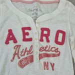 Aeropostale Vintage White Ribbed Knit Henley Top Medium Long Sleeve Y2K 2000s Photo 9