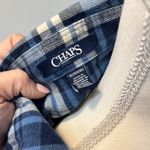 CHAPS  Navy Plaid Flannel Top Women Quarter-Zip Pullover Long Sleeve 1/2 Zip Warm Photo 1