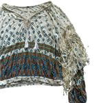 Free People  Macra Maze Me Ivory Combo Tassel Fringe long sleeve lace Top Size M Photo 6