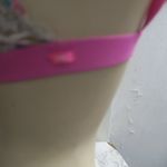 PINK - Victoria's Secret  lace trimmed triangle bra in white and pink size medium. Photo 8