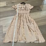 ZARA Copper Satin Midi Dress Gold Shiny Fit And Flare Short Puff Sleeves Large Photo 13