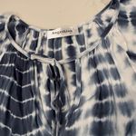 Angashion Tie Front V Neck Blue Tie Dye Short Sleeve Top Women’s Large Summer Photo 2