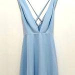 Revolve By the Way Sammie V-Neck Skater Dress Open Back Straps Light Blue Size S Photo 3