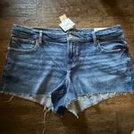 American Eagle  Super Low Rise Perfect Shortie‎ Denim Shorts Distressed Size 16 Photo 0