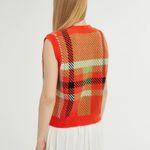Cider Red Plaid Knitted Sweater Vest Photo 3