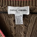 Vintage Casual Corner Preppy Cable Knit Tennis Sweater Olive Pink Women’s M Green Size M Photo 6